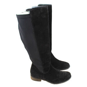 Paul Green Tall Suede Zip Riding Boot Womens 6 Black Stretch Luxe Sleek Indie